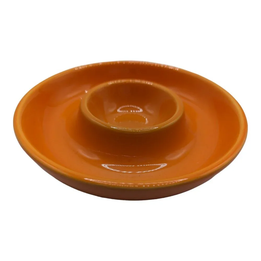Vintage Crate & Barrel Small Individual Chip & Dip Bowl Fiesta Style Orange 7”